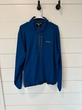 Eddie Bauer Men's Blue Quarter-Zip Pullover Jacket-Xl